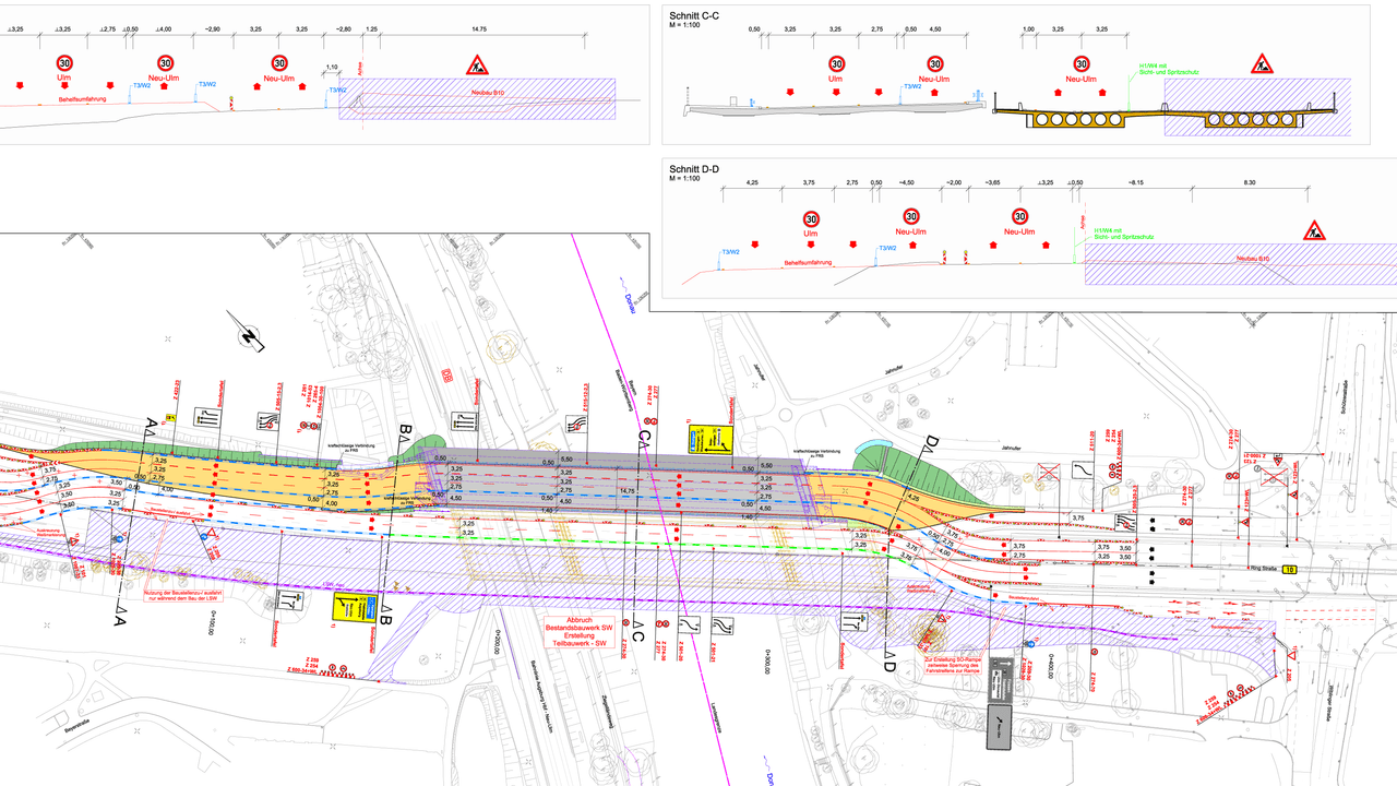 B 10 (Ulm) – AS Nersingen (A 7): Ersatzneubau der Adenauerbrücke Ulm / Neu-Ulm