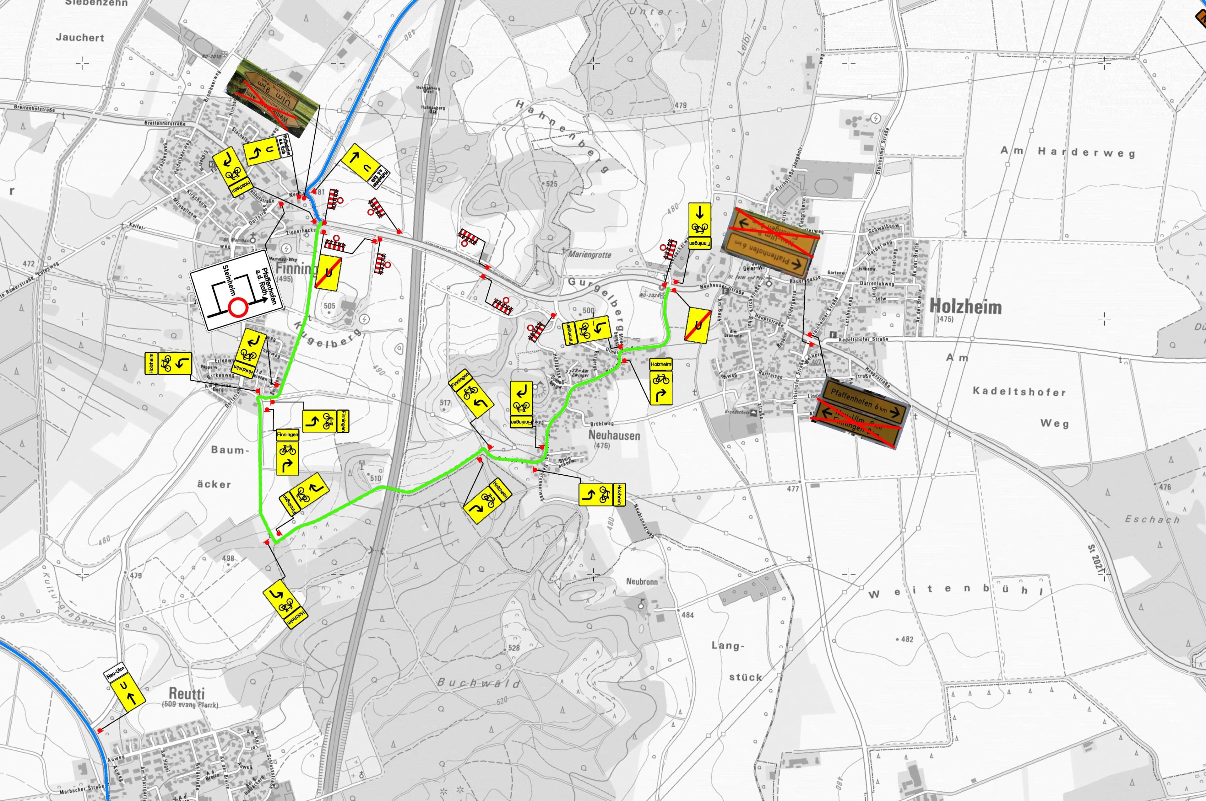 St 2021 Holzheim - Finningen: Ersatzneubau der Brücke über die A 7